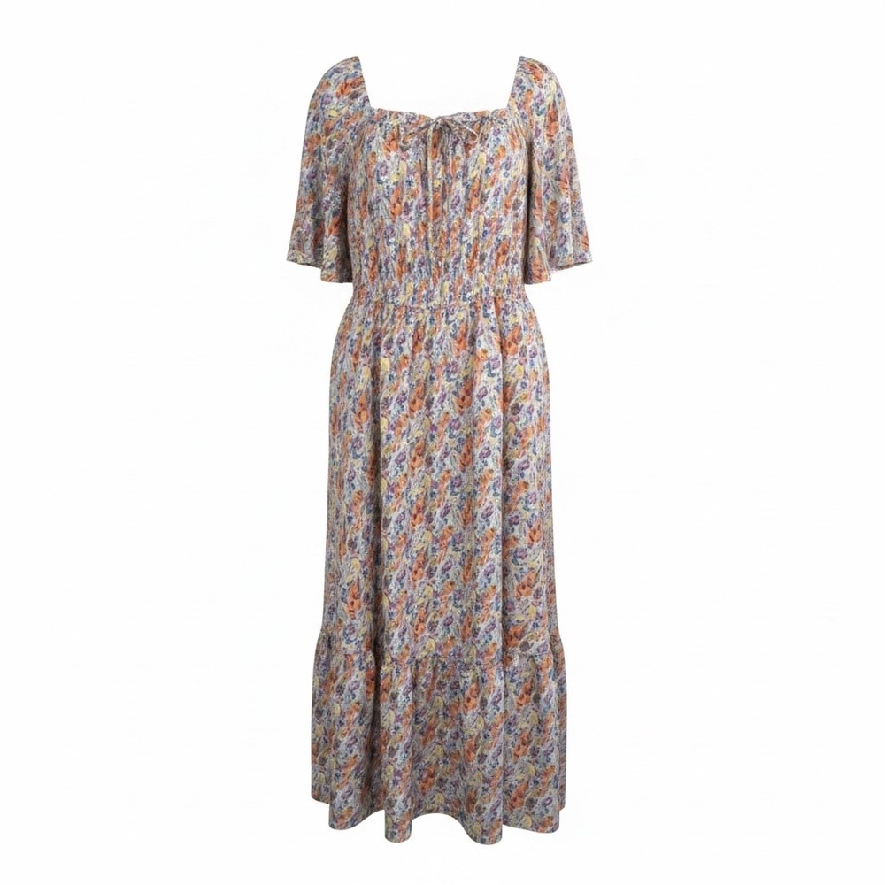 Bloomchic Floral Tiered Cottagecore Multicolor Dress US 14-16 Peasant Milk Maid